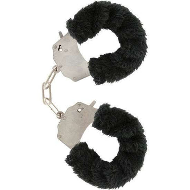 Polsini in Peluche Nero con Catena Cromata e Chiavi Sicurezza
